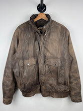 Vintage 90s South Channel Brown Leather Bomber Jacket