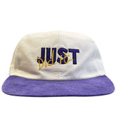 Vintage 90s Waterloo Wilfrid Laurier University Just Did It Cream Leather Strapback Hat