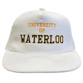 Vintage 90s University Of Waterloo White Corduroy Snapback Hat