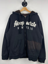 Vintage Aeropostale New York Sherpa Lined Black Zip Up Hoodie