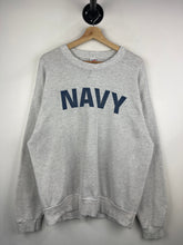 Vintage 90s US Navy Spellout Grey Crewneck