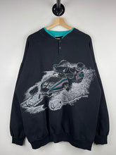 Vintage 90s Snowmobiling Wrap Around Black Henley Crewneck
