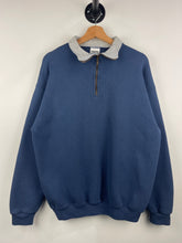 Vintage 90s Tultex Blank Navy Quarter Zip Sweater