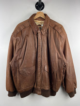 Vintage 90s St. Malo Brown Leather Bomber Jacket