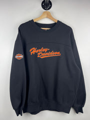 Vintage Harley Davidson Embroidered Black & Orange Crewneck