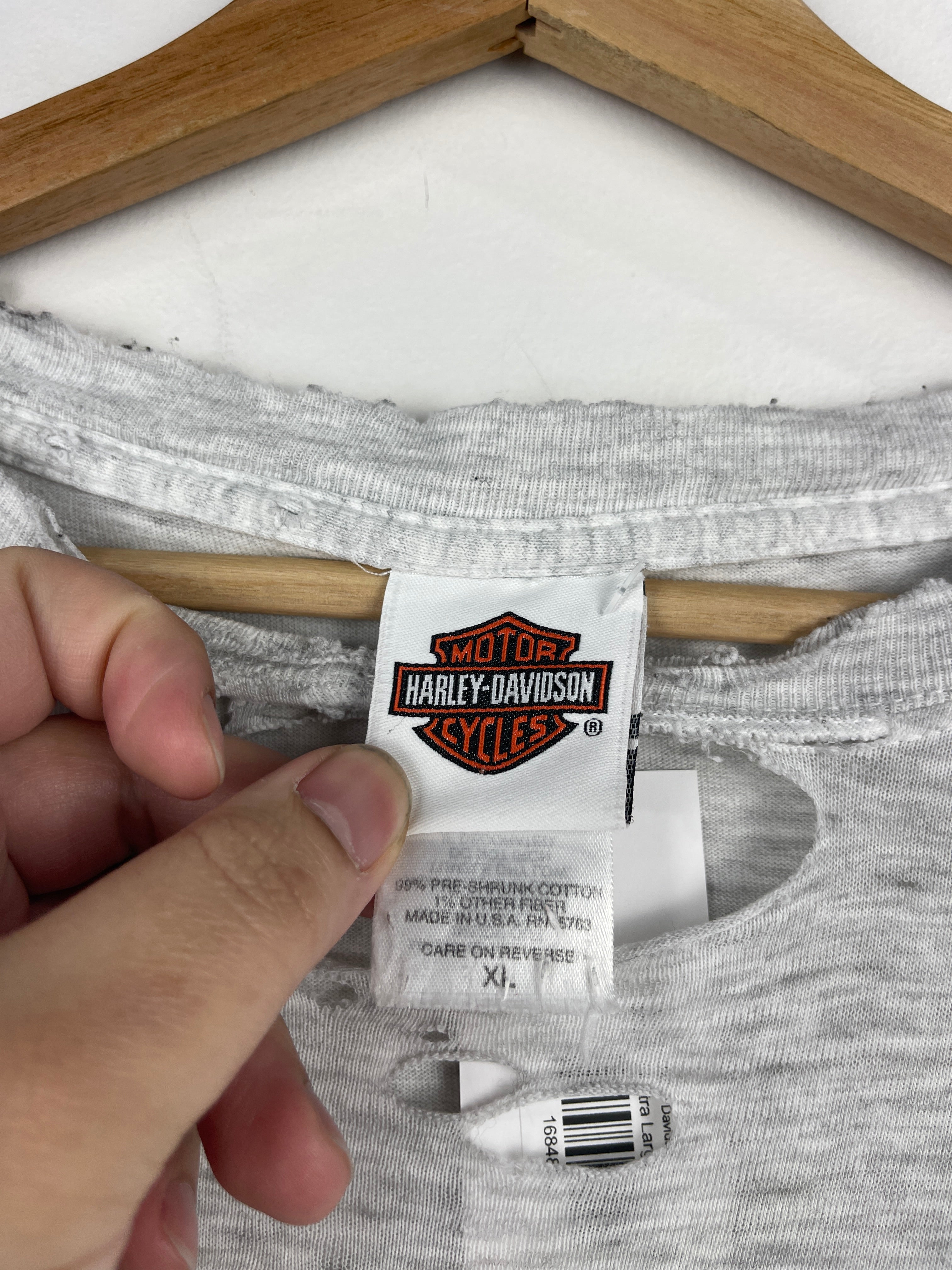 Vintage Harley Davidson Bellemont Arizona Thrashed Grey Pocket Tee