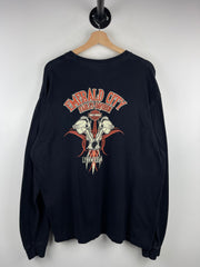 Vintage Harley Davidson Skull Flames Lynwood Washington State Black Long Sleeve