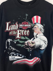 Vintage Harley Davidson Uncle Sam Land Of The Free Pennsylvania Black Tee