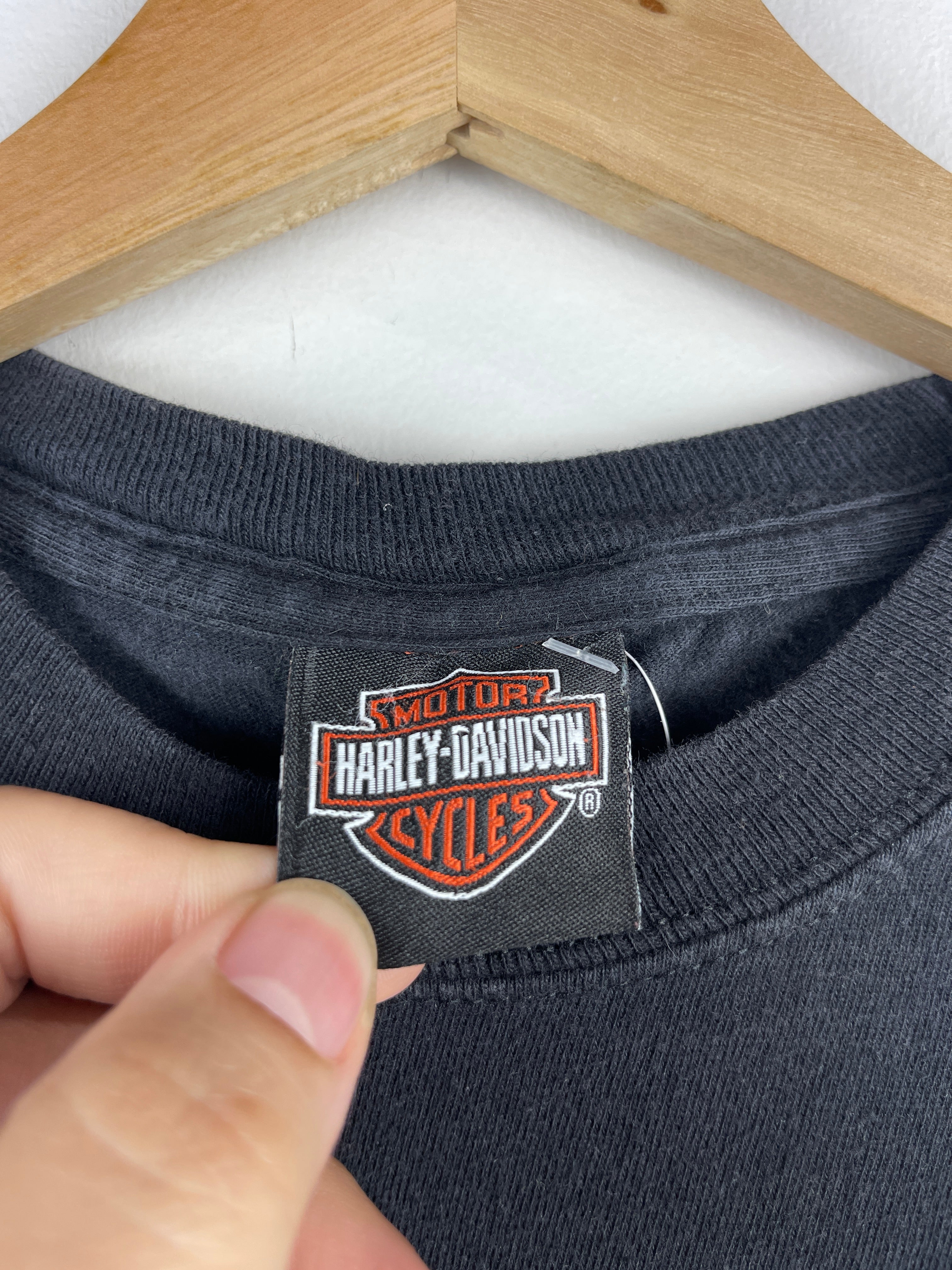Vintage Harley Davidson Skeleton Ride Hard Pennsylvania Black Cut Off Tank Top