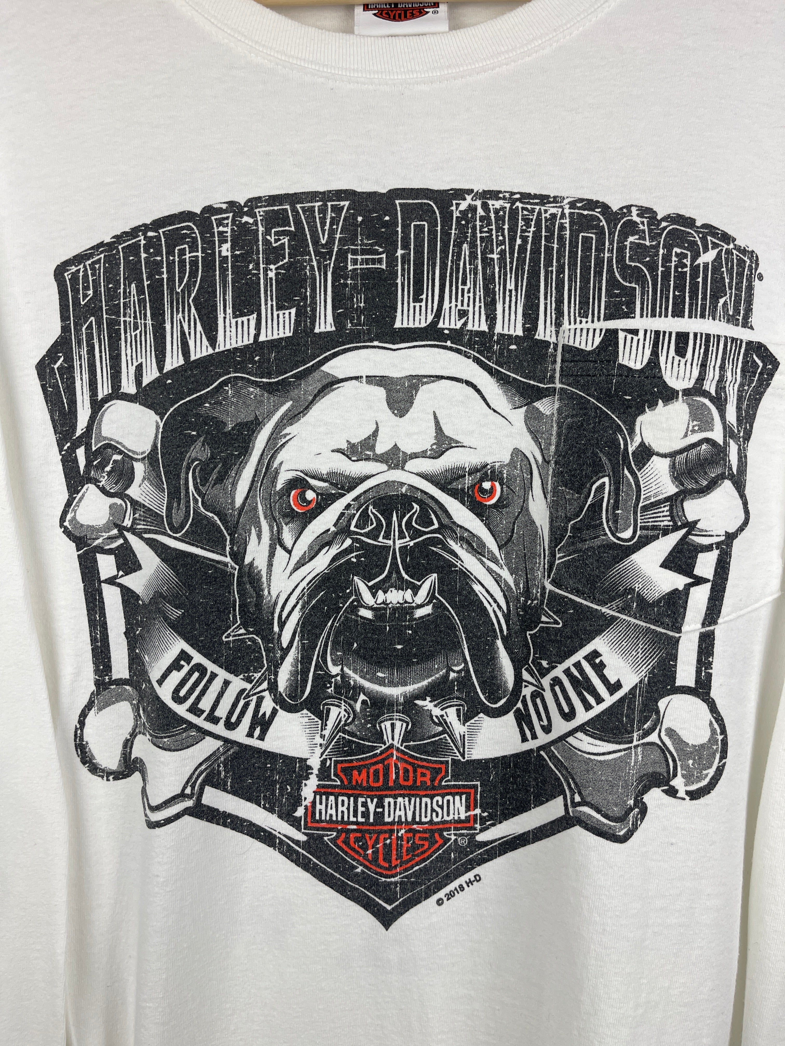 Vintage Harley Davidson Bulldog Dubois Pennsylvania White Long Sleeve