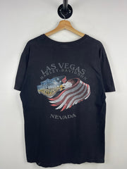 Vintage Harley Davidson Pin Up Girl Las Vegas Black Tee
