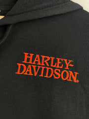Vintage Harley Davidson Skull Embroidered Black Zip Up Hoodie