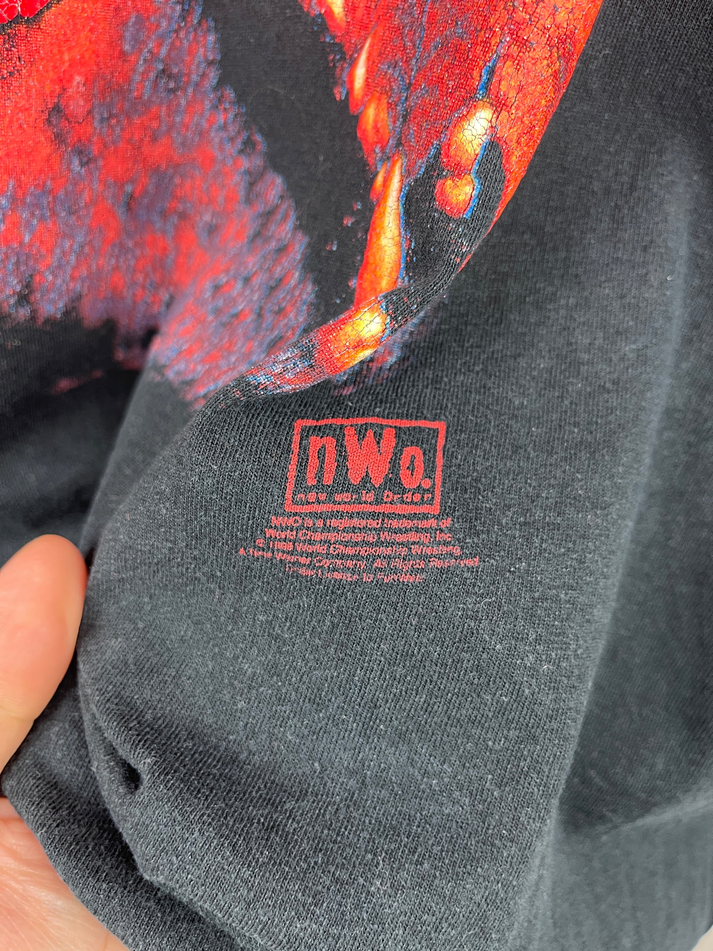 Vintage 90s WWF WCW NWO New World Order Wolf Black Tee