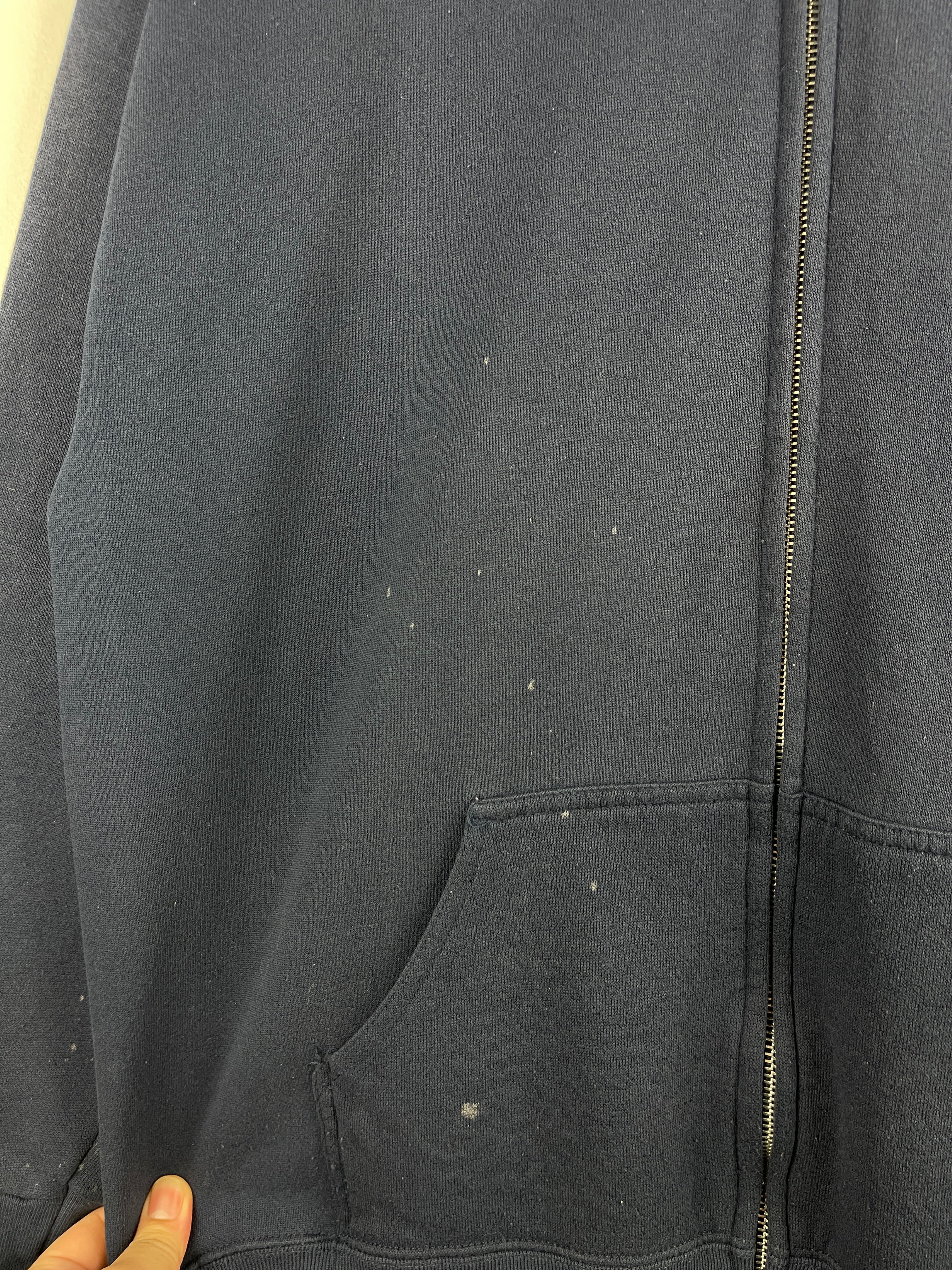 Vintage 90s Tultex Blank Navy Zip Up Hoodie