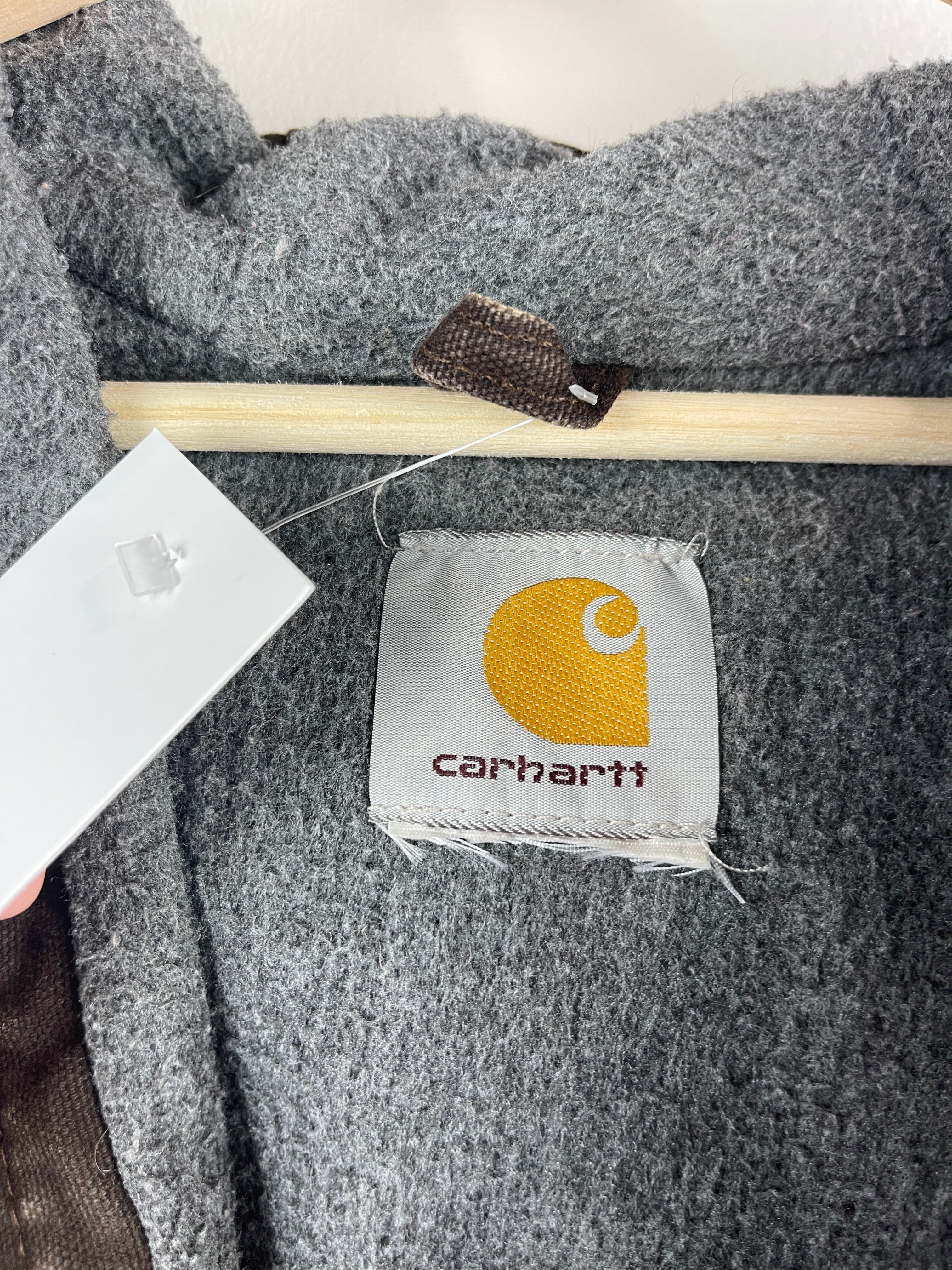 Vintage Carhartt Active Fleece Lined Dark Brown Hooded Work Jacket