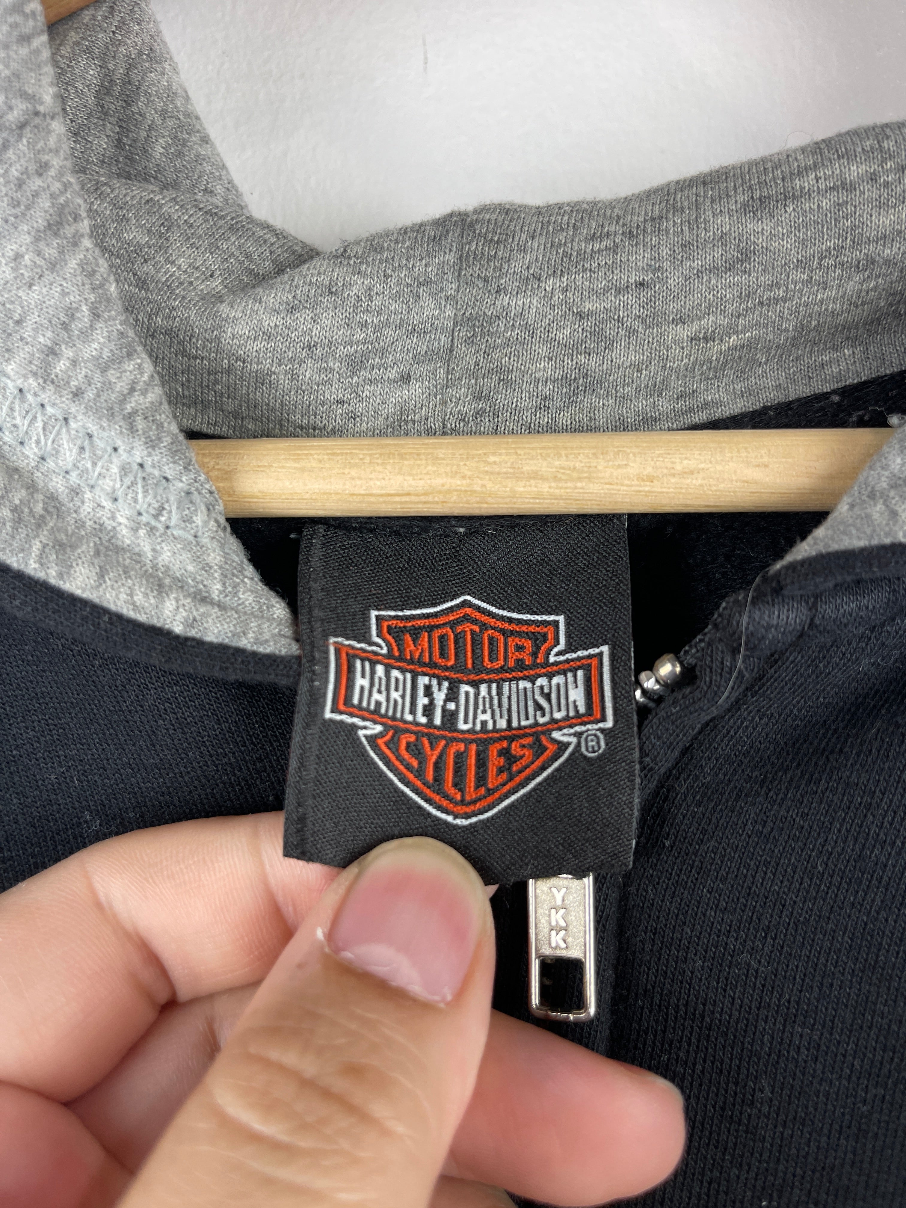 Vintage Harley Davidson Ohio Thrashed Black Zip Up Hoodie
