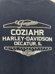 Vintage Harley Davidson Skull Decatur Illinois Navy Tee