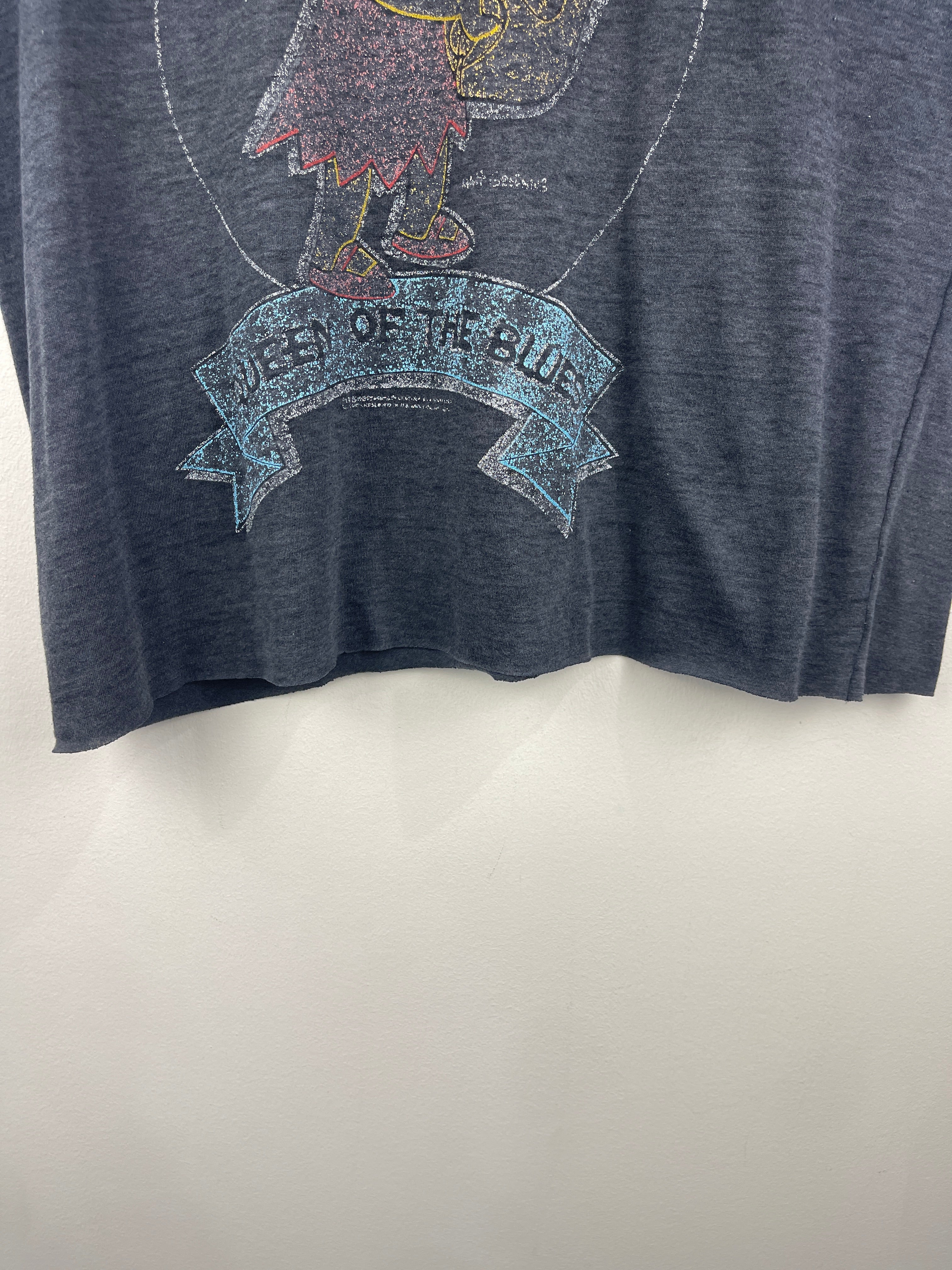 Vintage 90s The Simpsons Lisa Simpson Queen Of The Blues Faded Black Tee