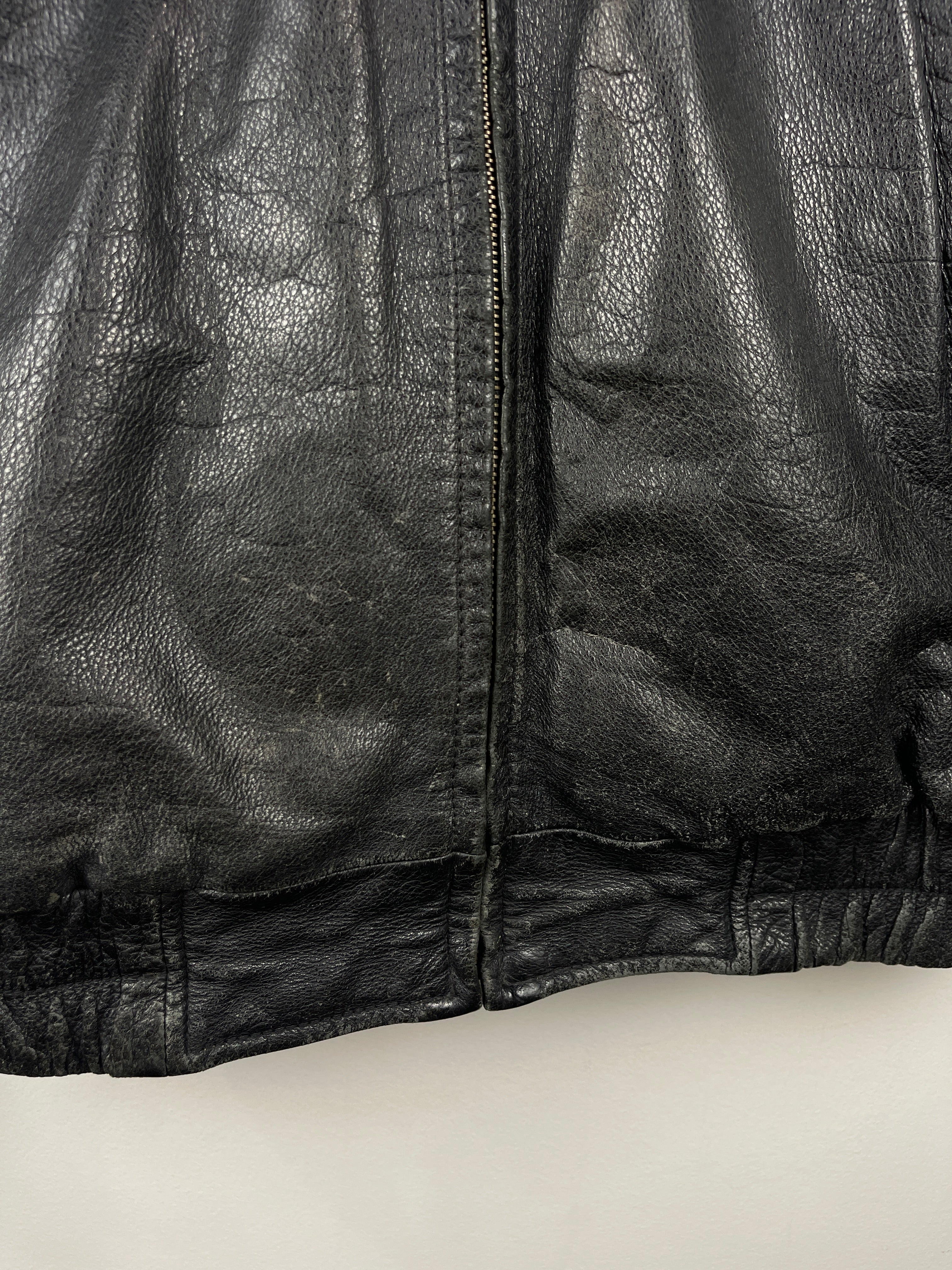Vintage 90s St Johns Bay Faded Black Leather Bomber Jacket