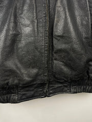 Vintage 90s St Johns Bay Faded Black Leather Bomber Jacket