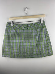 Vintage Lole Green & White Plaid Pleated Women's Mini Skort