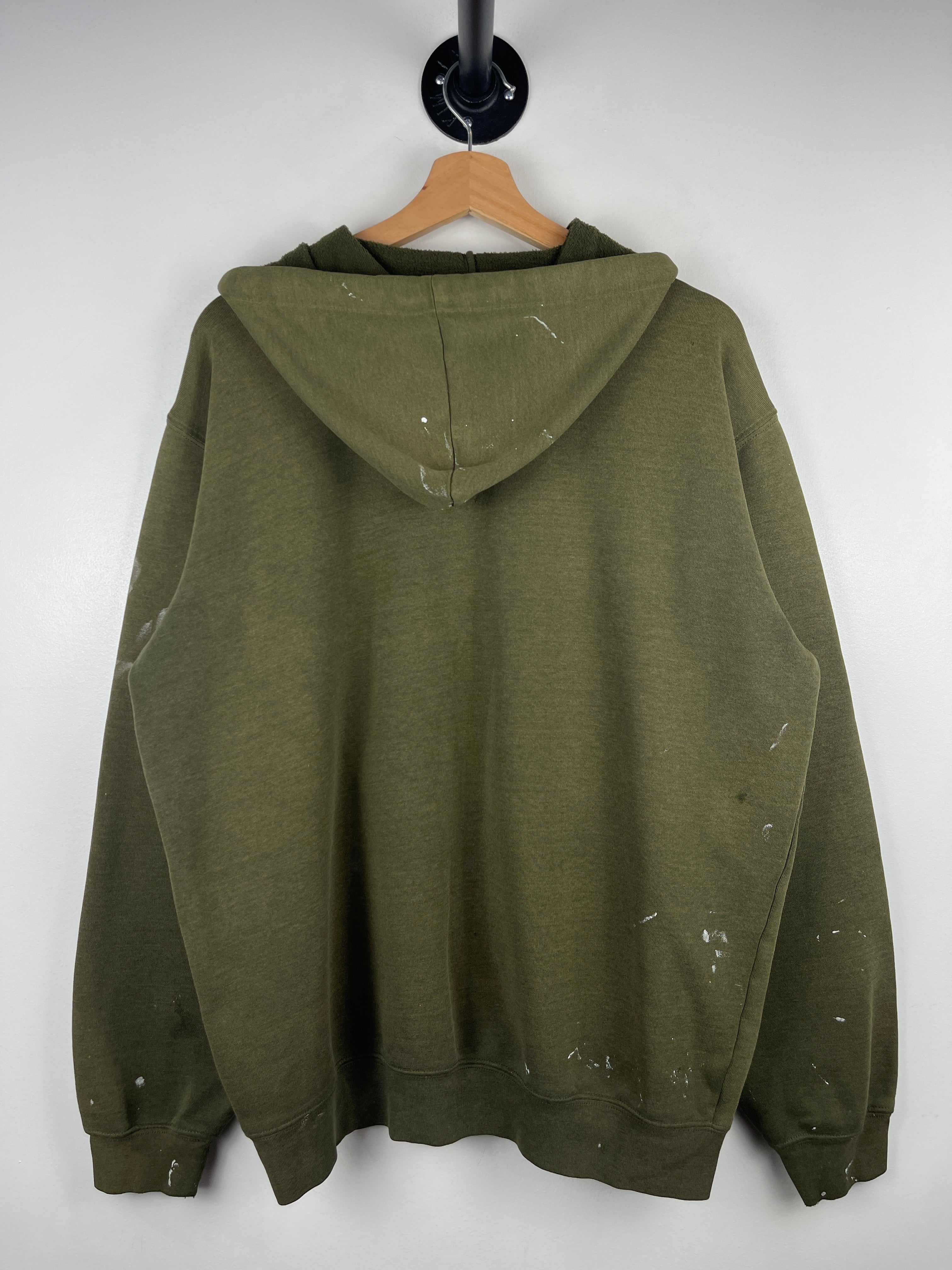 Vintage Carhartt Patch Paint Splattered Green Hoodie
