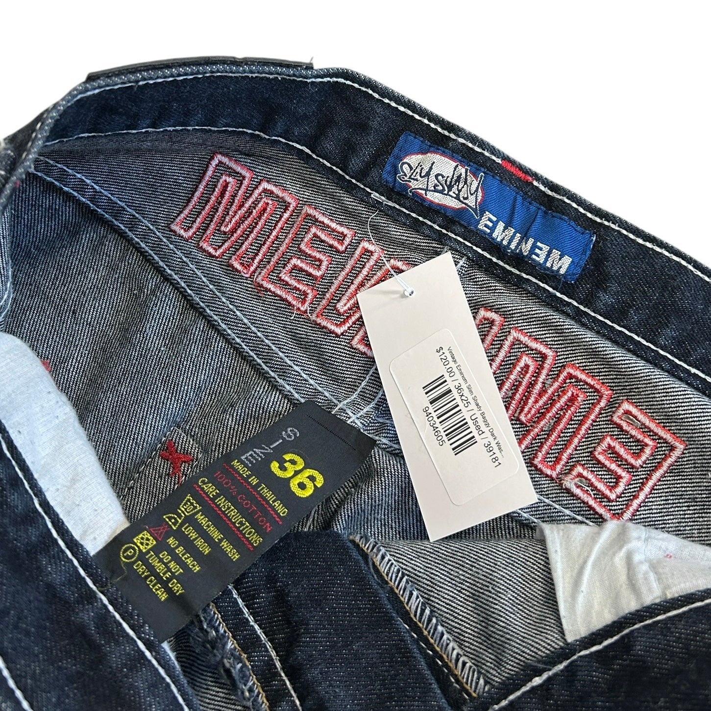 Vintage Eminem Slim Shady Baggy Dark Wash Blue Denim Jeans