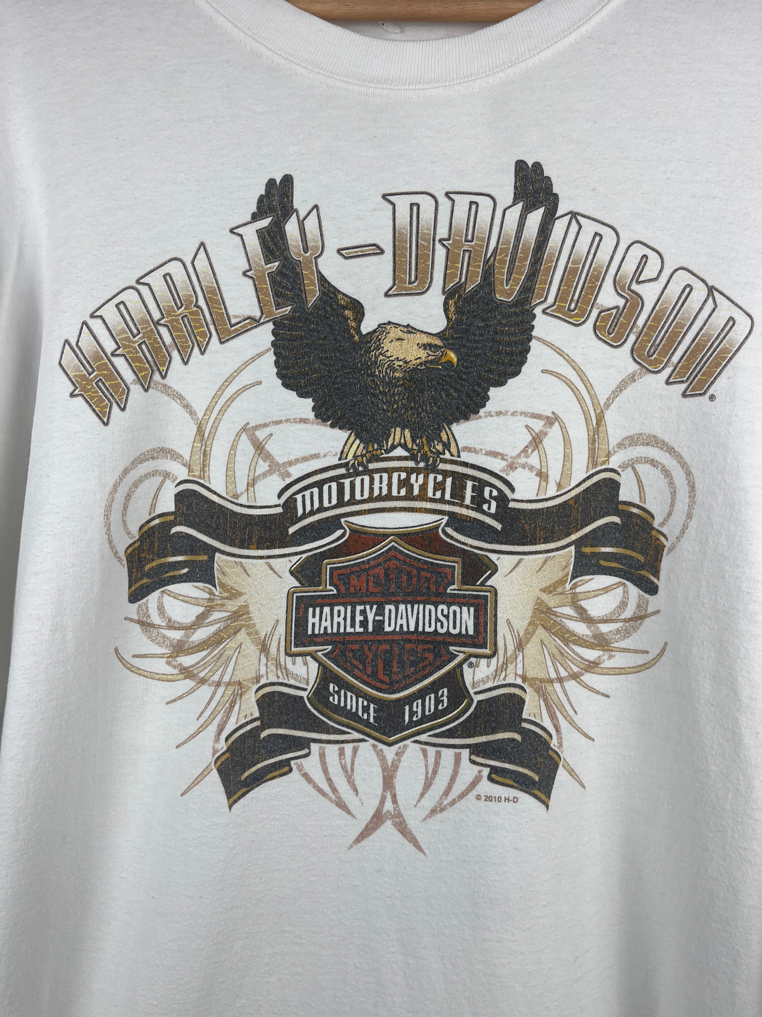 Vintage Harley Davidson Eagle New York White Long Sleeve