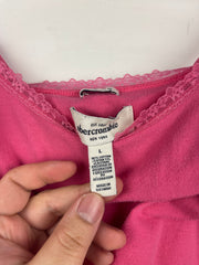 Vintage Abercrombie Women's Pink Lace Trim Bella Swan Babydoll Cami Camisole Tank Top
