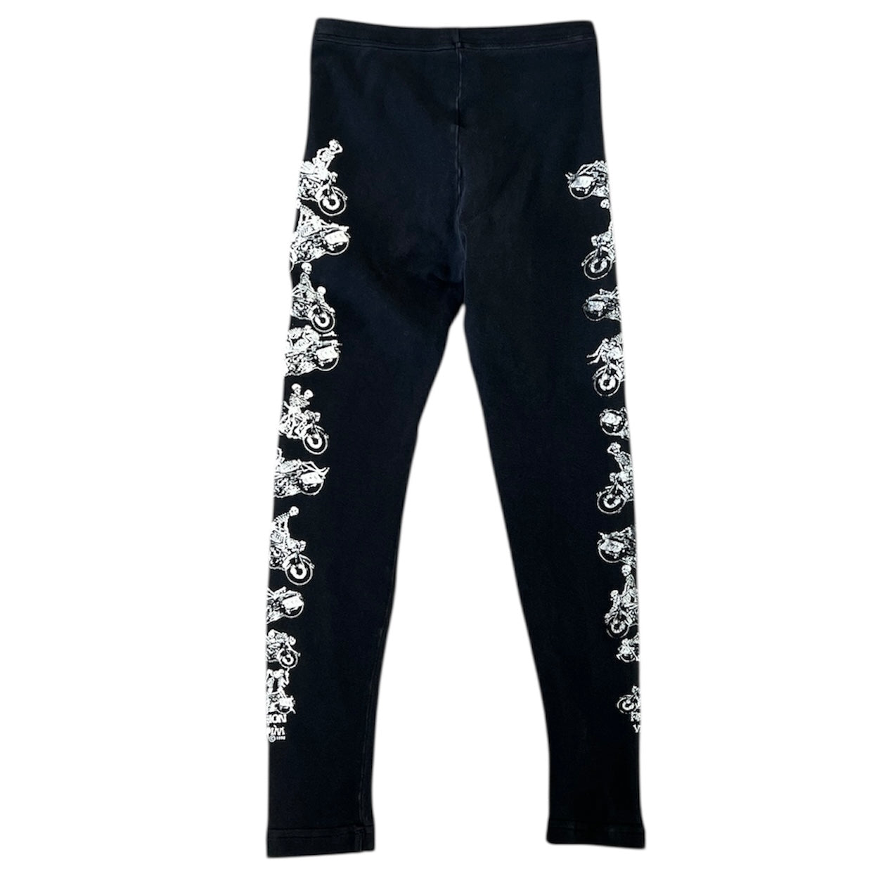 Vintage Fashion Victim Unsafe Skeleton Motorcycle Sex Position Black Women's Leggings