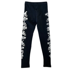 Vintage Fashion Victim Unsafe Skeleton Motorcycle Sex Position Black Women's Leggings