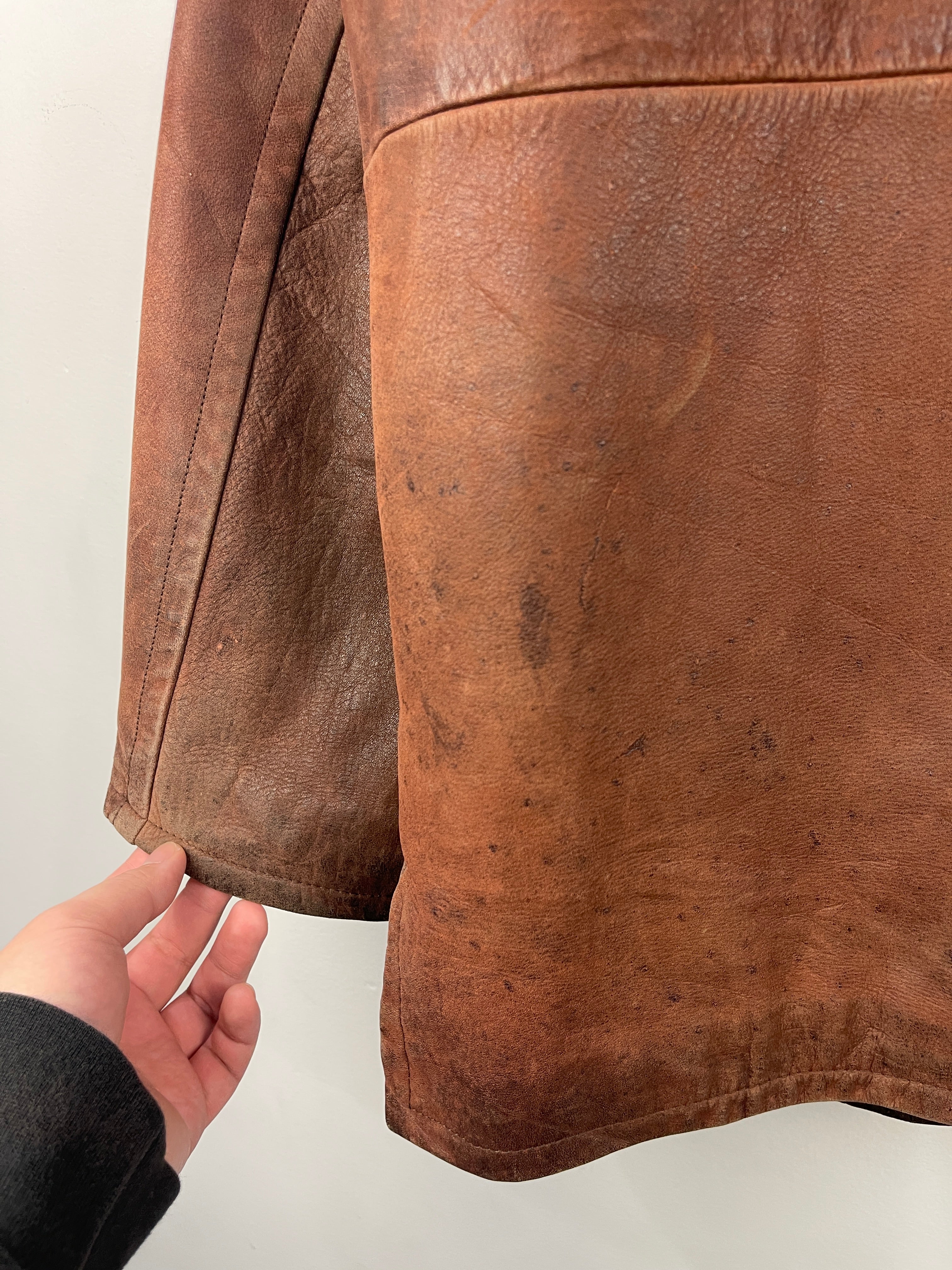 Vintage 90s Wilsons Brown Straight Cut Leather Jacket