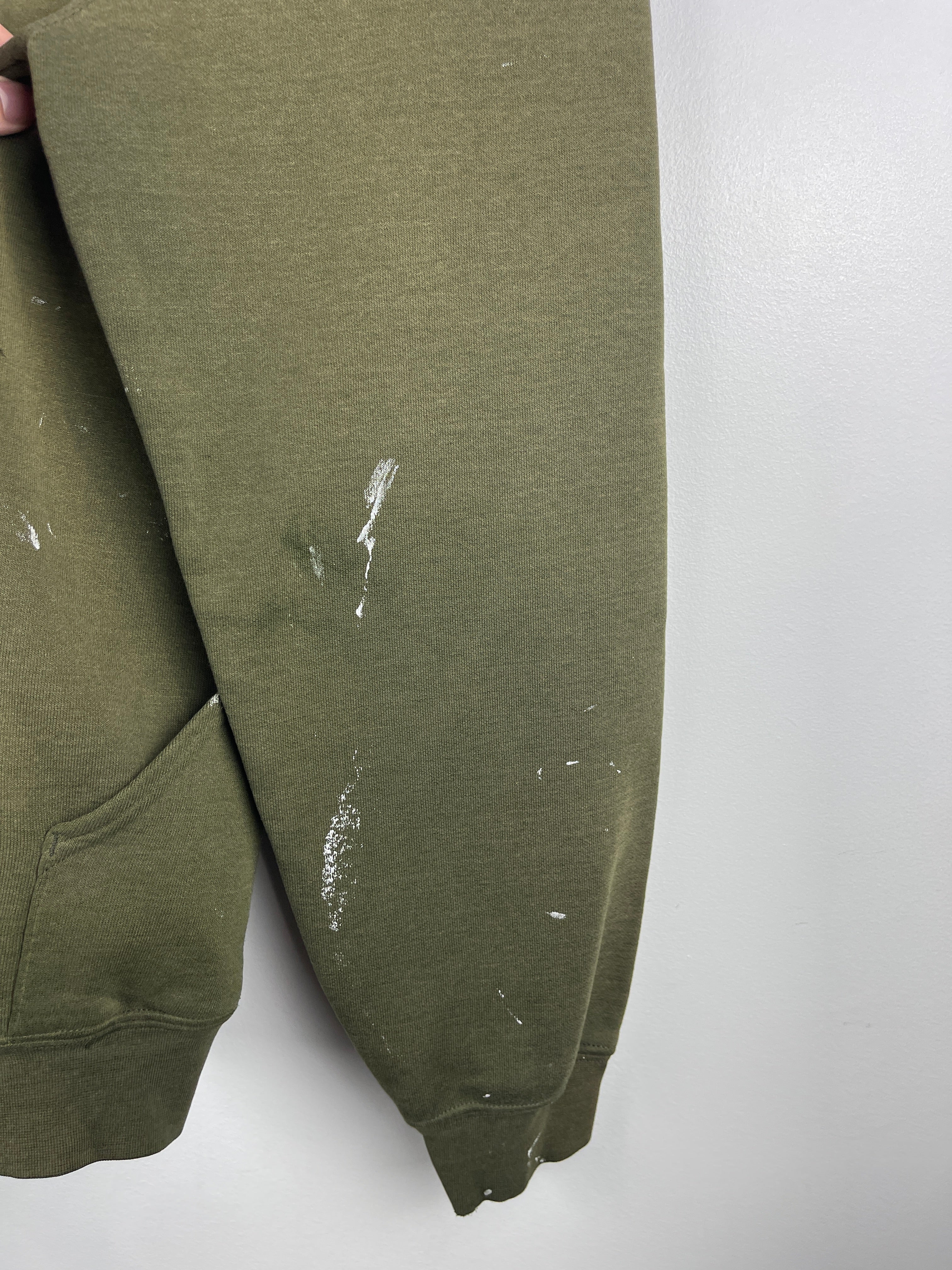Vintage Carhartt Patch Paint Splattered Green Hoodie