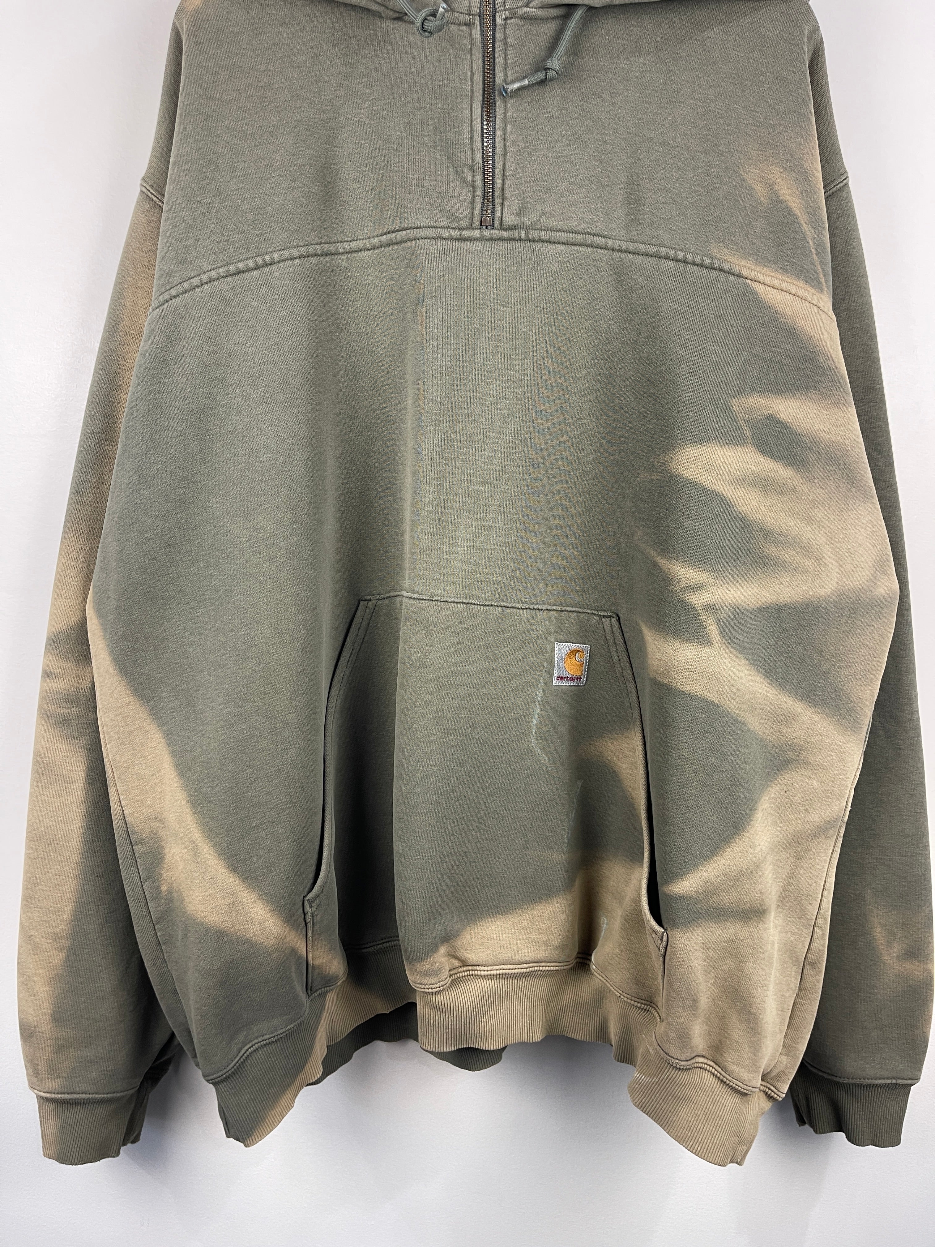 Vintage Carhartt Quarter Zip Sun Faded Green Hoodie
