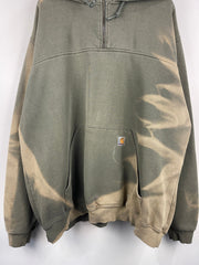 Vintage Carhartt Quarter Zip Sun Faded Green Hoodie