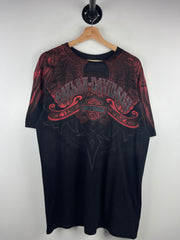 Vintage Harley Davidson Live Free Tribal All Over Print Black Tee