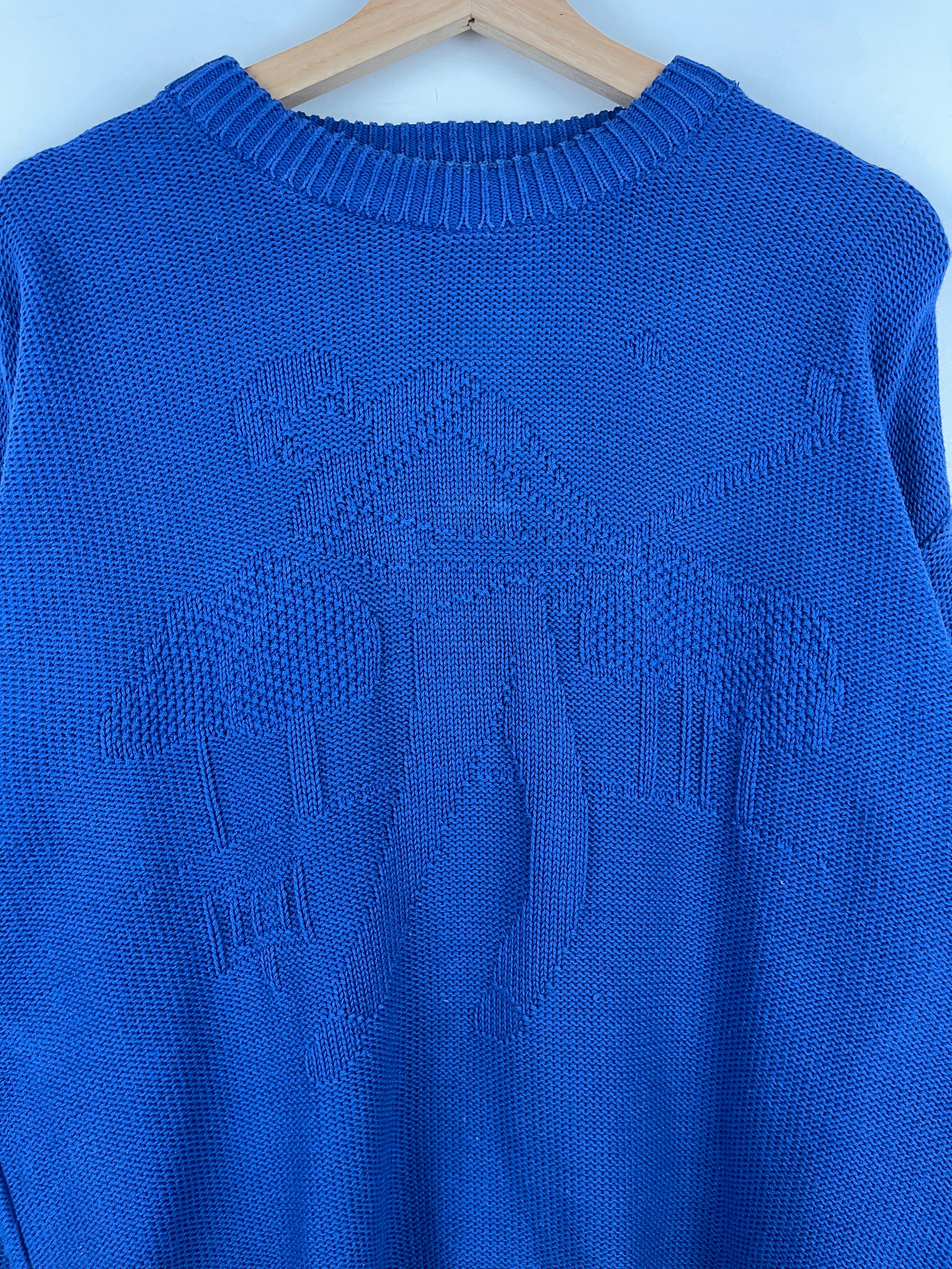 Vintage 90s Sansabelt Golf Blue Knit Sweater