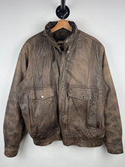 Vintage 90s South Channel Brown Leather Bomber Jacket