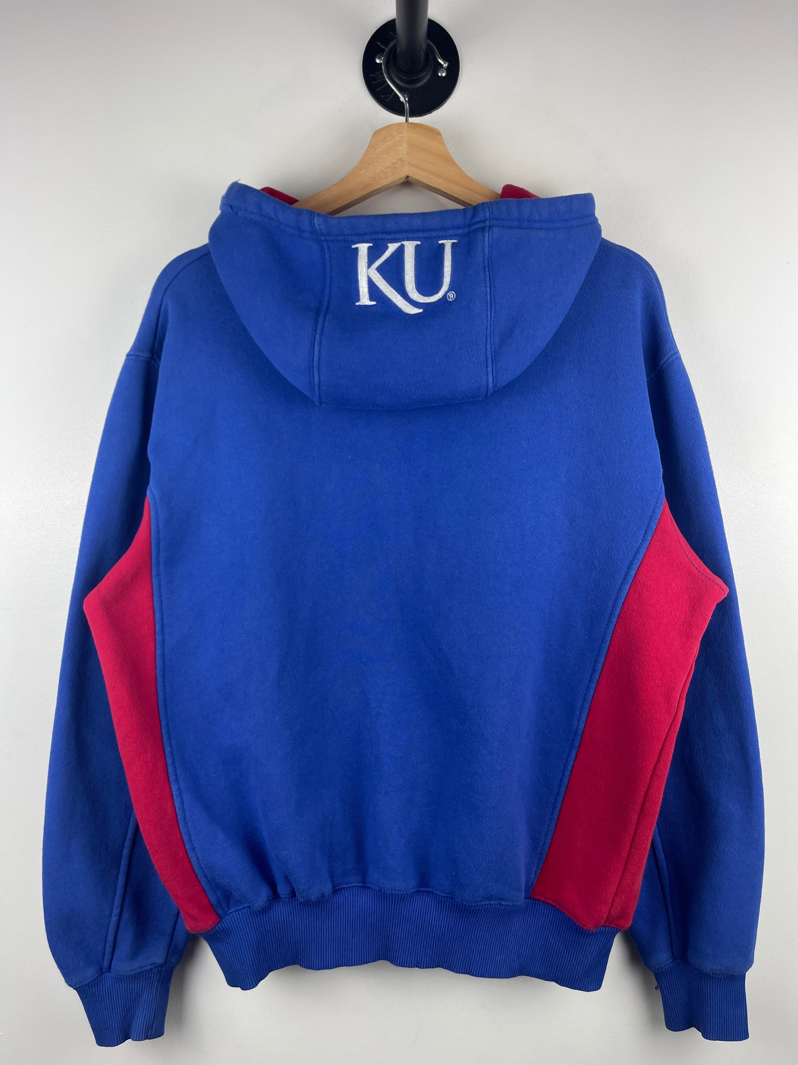 Vintage Kansas Jayhawks University Embroidered Blue Hoodie