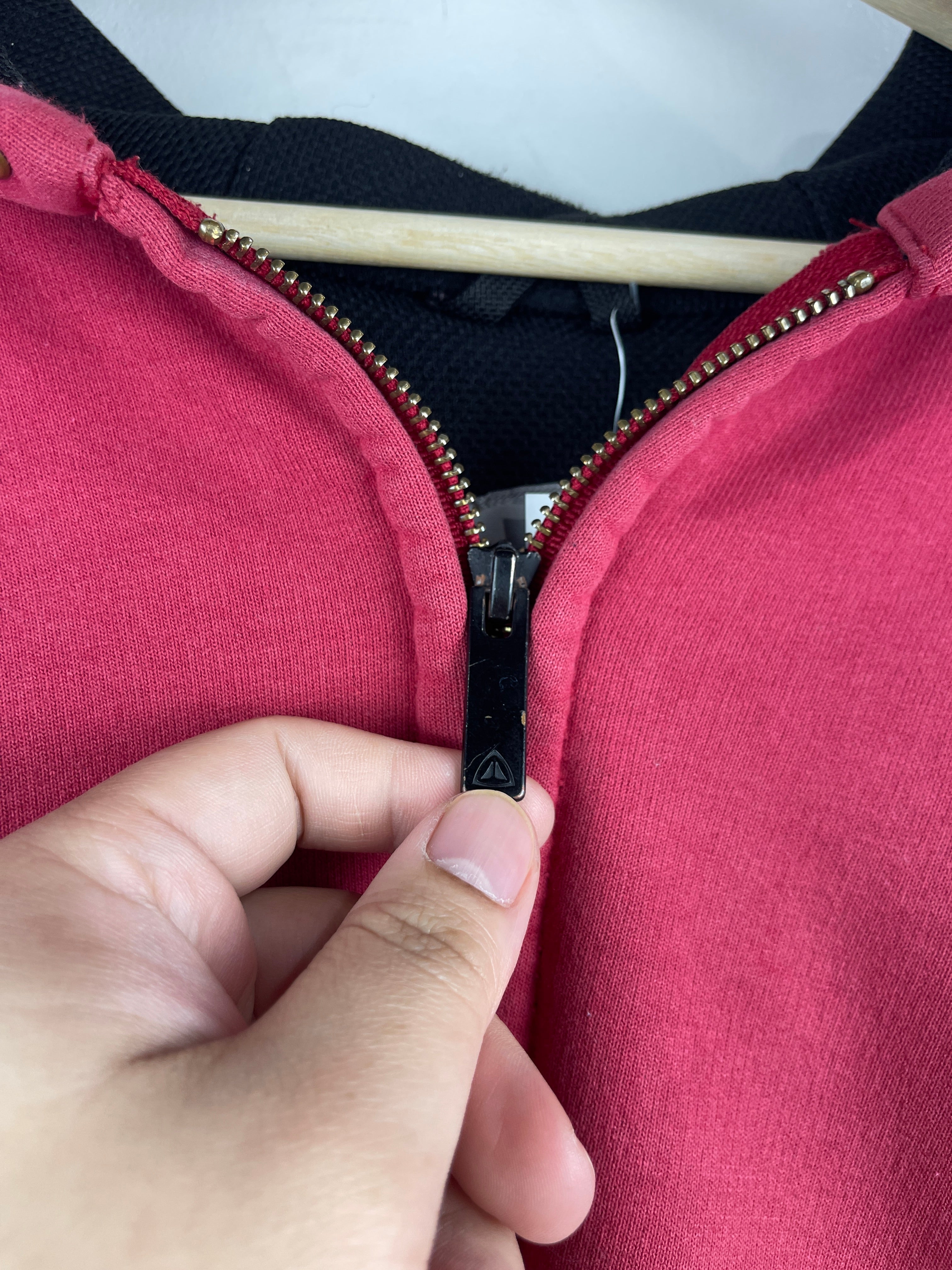 Vintage Carhartt Thermal Lined Red Zip Up Hoodie