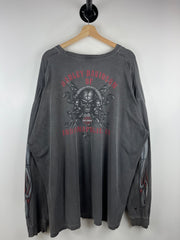 Vintage Harley Davidson Flames Tribal Indianapolis Indiana Dark Grey Long Sleeve