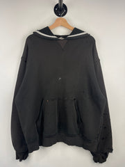 Vintage Champion Thrashed Faded Blank Black Hoodie