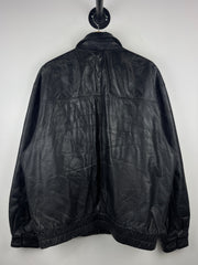 Vintage 90s St Johns Bay Faded Black Leather Bomber Jacket