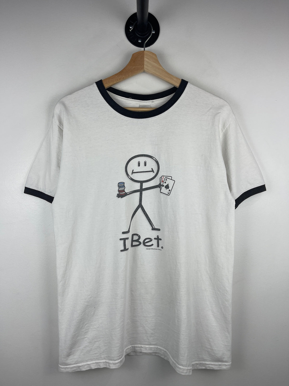 Vintage I Bet Gambling Comedy White Ringer Tee
