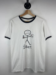 Vintage I Bet Gambling Comedy White Ringer Tee