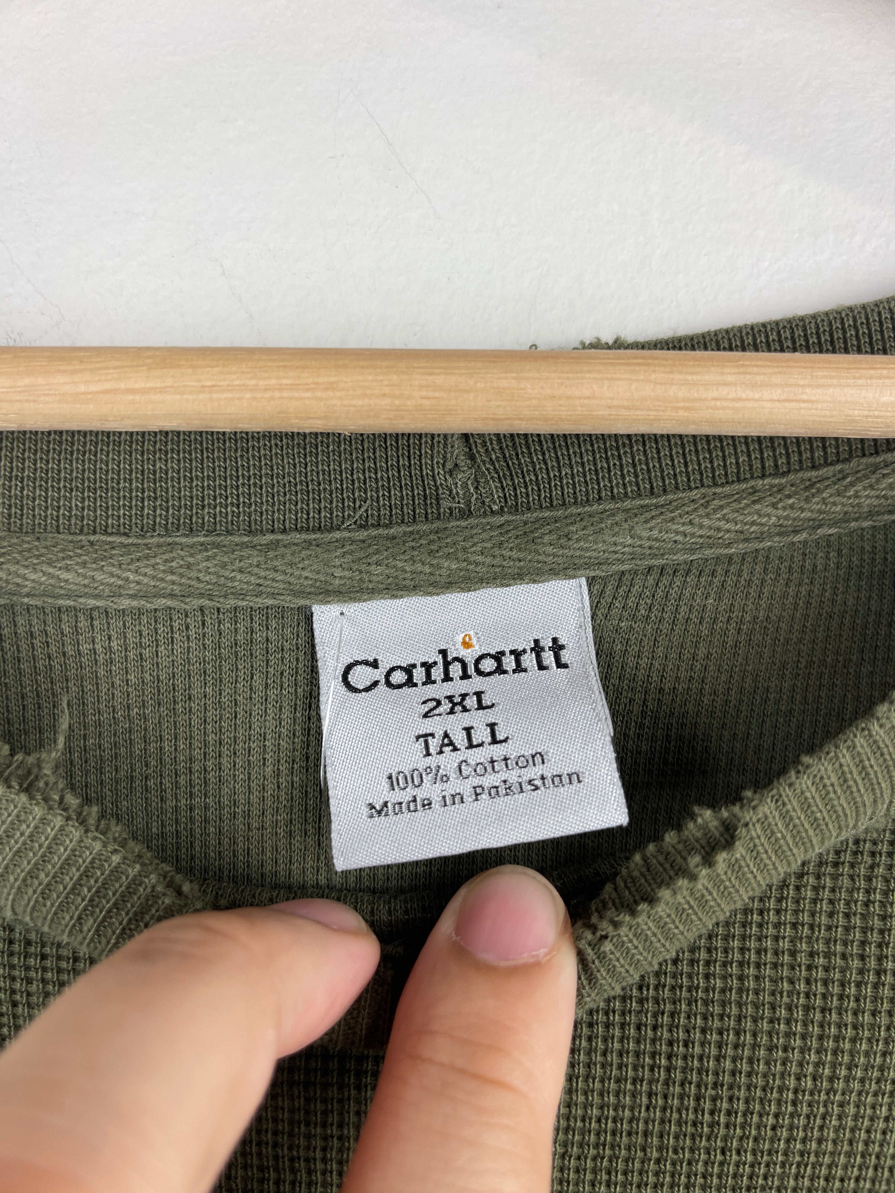 Vintage Carhartt Patch Green Thermal Long Sleeve