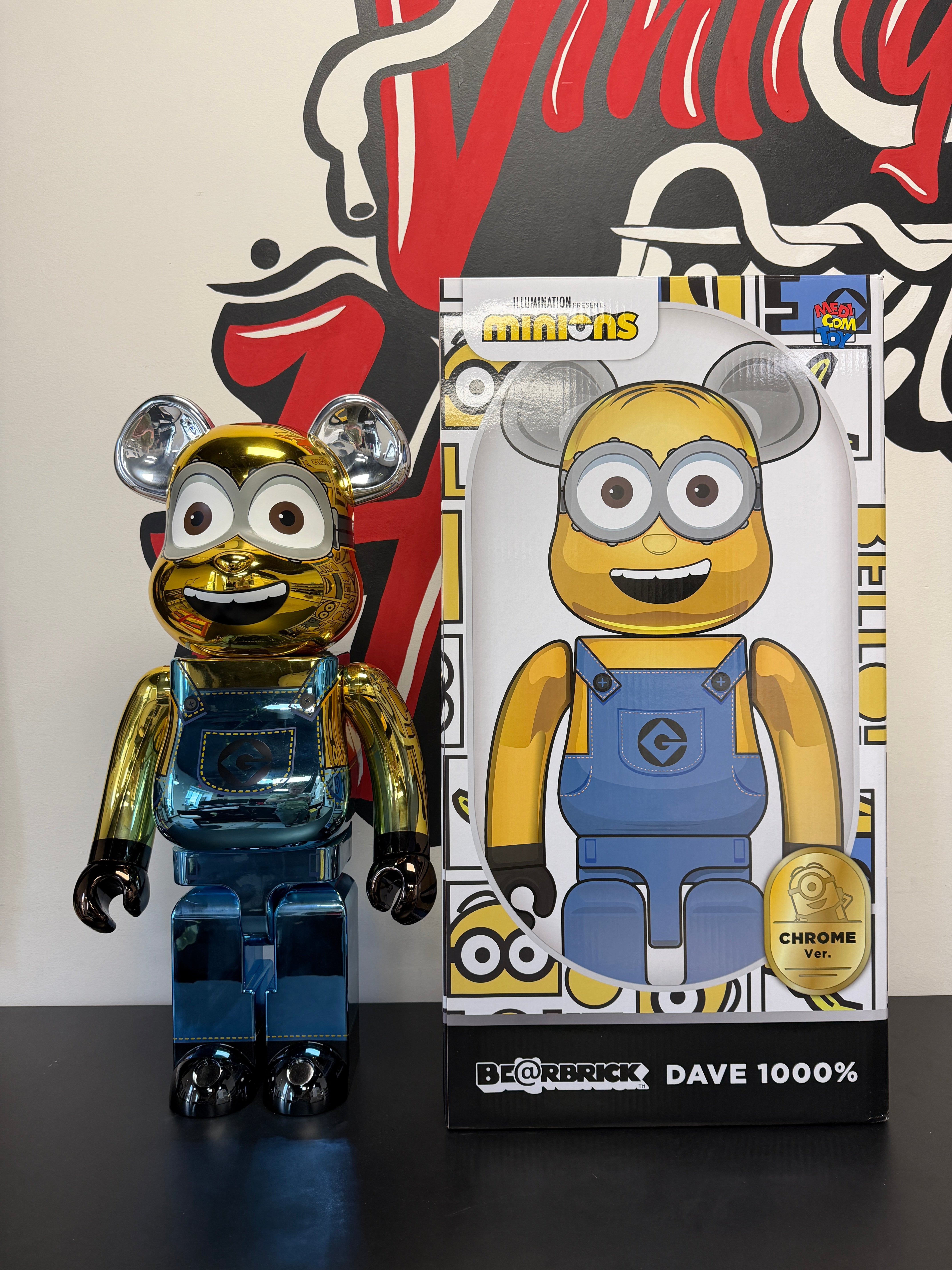 Bearbrick Minons Dave Chrome Version 1000%