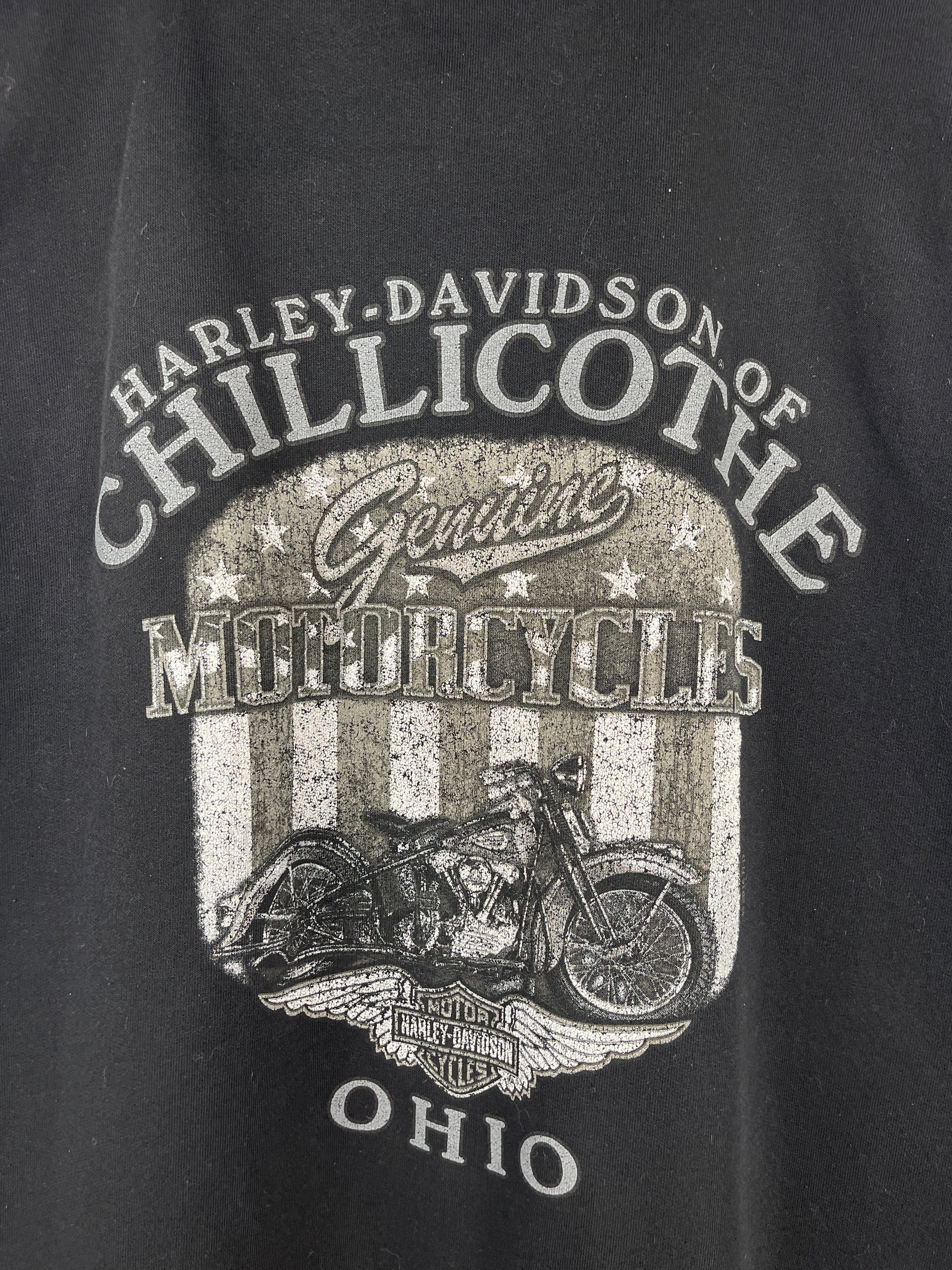 Vintage Harley Davidson Ohio Thrashed Black Zip Up Hoodie