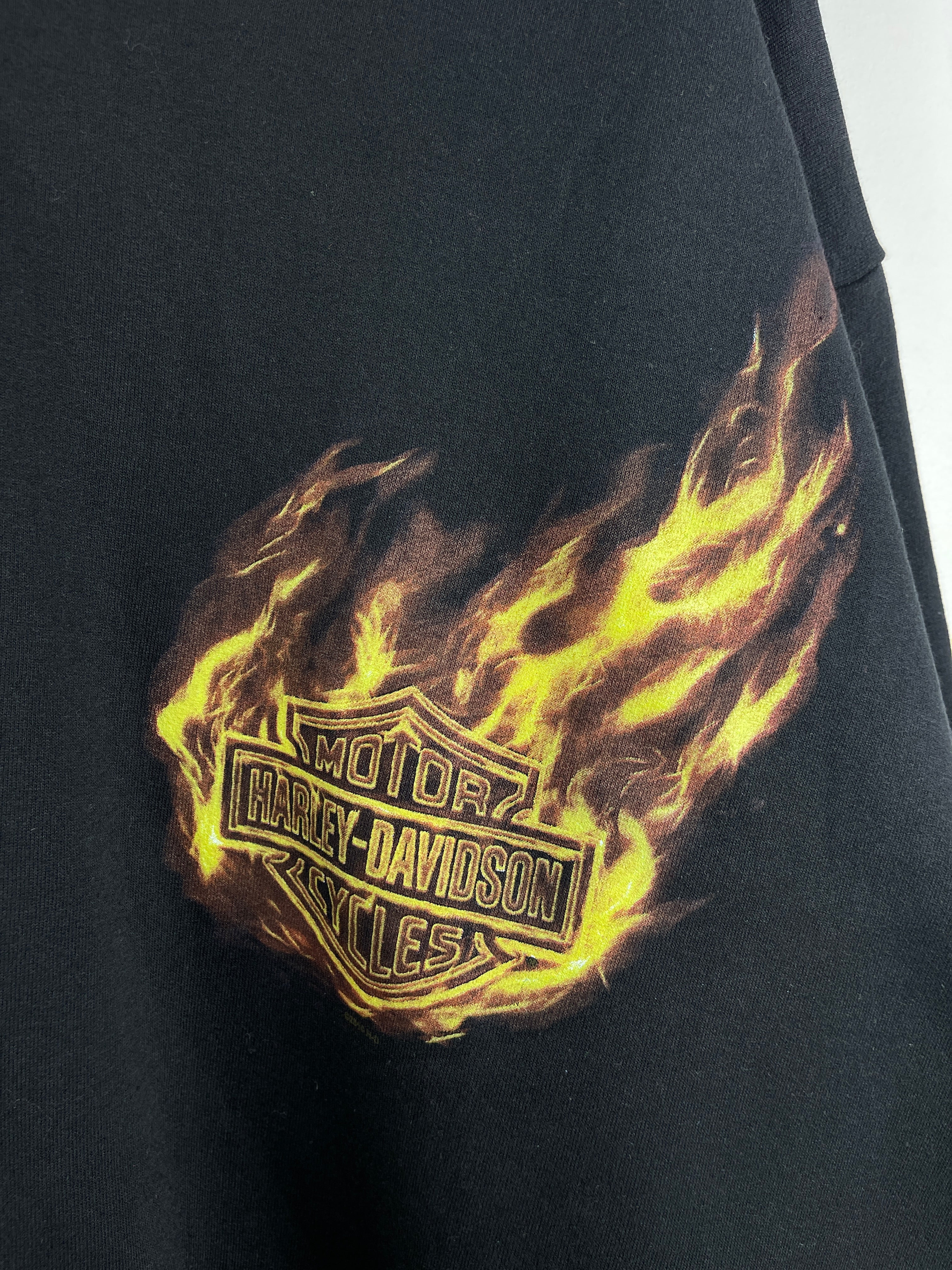 Vintage Harley Davidson Flames Calgary Alberta Black Zip Up Hoodie
