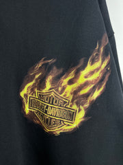 Vintage Harley Davidson Flames Calgary Alberta Black Zip Up Hoodie